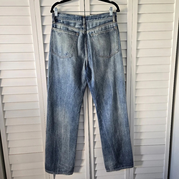 7 For All Mankind Blue Easy Straight Distressed Denim Jeans Size 28 - Picture 7 of 14